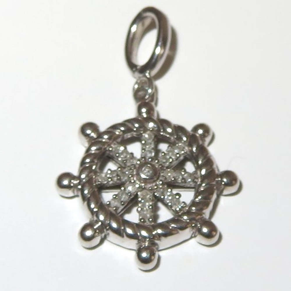 Helm Sterling Silver Diamond Pendant Charm